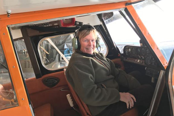 Warhawk Air Museum Co-Founder Sue Paul as a member of Amelia Earhart's foundation, the Ninety-Niners, for female pilots.