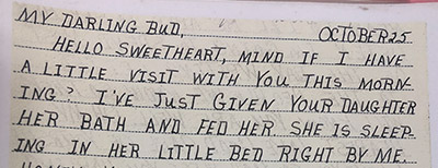 snapshot of letter highlighting military romance and longing