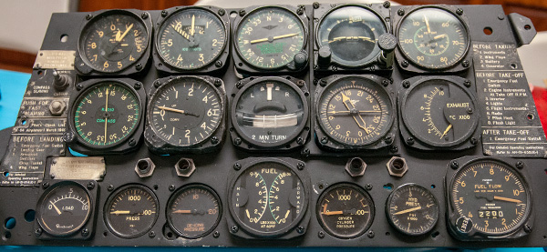 The dismantled control panels of the F-84G Thunderjet