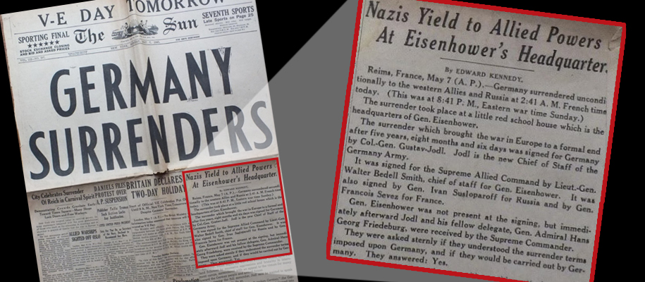 Germany Surrenders newspaper headline