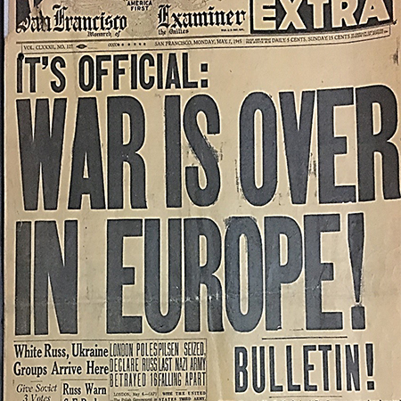 Headlines and celebrations from the end of WWII in Europe