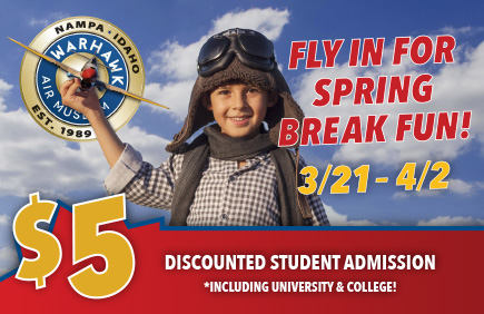 Fly in for spring break fun, discounted $5 student admission